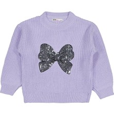 Civil Girls Fiyonk Nakışlı 2-5 Yaş Kazak - Lila 5-6 Yaş