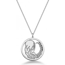 Mavili Gümüş Çember Başak Burcu Gümüş Kolye - Gümüş
