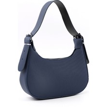 SHAKA Lacivert SHK196 Suni Deri Fermuarlı ,tek Bölmeli, Ayarlanabilir Askılı El, Kol ve Omuz Çantası