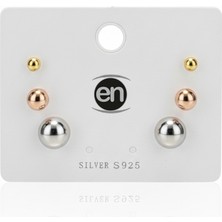 En Gümüş Tria Top Küpe Altın, Roze, Gümüş 3 Renk