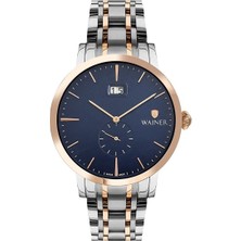 Wainer Erkek Kol Saati 44 mm Safir Cam Lacivert Kadran Rose Gold Gümüş Kordon 3 Atm