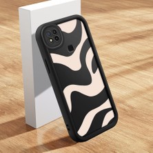 HONTINGA Xiaomi Redmi 9c ile Uyumlu Kılıfı Düşüme Önleyici Basitlik Anti Düşme Kamera Korumali Su Dalgası Deseni Siyah Desen Yumuşak Silikon Telefon Kılıfı K2-0059