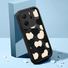 HONTINGA Xiaomi Redmi Note 14 ile Uyumlu Kılıfı Düşüme Önleyici Basitlik Anti Düşme Kamera Korumali Su Dalgası Deseni Siyah Desen Yumuşak Silikon Telefon Kılıfı K2-0059