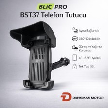 Blic Blıc Pro BST37 Ayna Bağlantılı Telefon Tutucu – Güneş & Yağmur Korumalı, 360° Dönebilir (4”–6.9”)