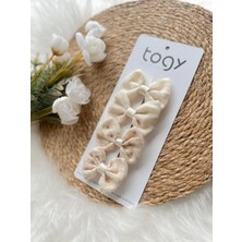 Aysskids Hasır Dokulu ve Puantiyeli Fiyonk Kız Çocuk Bebek Toka Seti