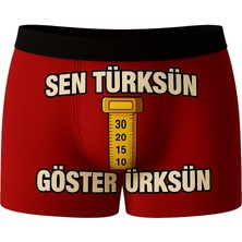 Onudabunuda Baskılı Erkek Boxer Göster Ürksün Desenli Komik Eğlenceli Pamuklu Rahat Kesim Kırmızı Siyah