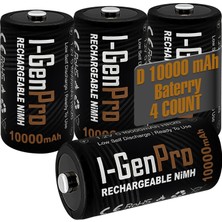 I-Gen Batteries Pro HR20 D Büyük Boy 10.000 Mah Şarj Edilebilir D Boy 1.2V Ni-Mh Şarjlı Pil