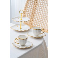 Acar Shelly Gold 2 Kişilik Standlı Mini Pasta ve Kahve Fincan Takımı KAI-07649