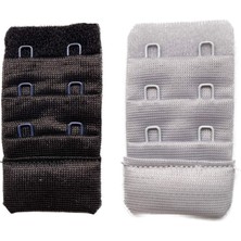 Leopardess 2 Adet Agraf Sütyen Uzatma Kopçası 3 Sıra / 2 Kanca Siyah Gri