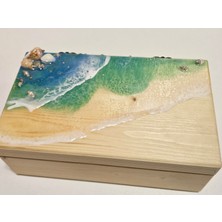 Retroxy Wood Özel Tasarım Epoksi Takı Kutusu & Ladin Ağacı - 25 x 15 x 10 cm