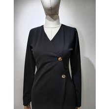 Siyah Midi Boy Anvelop Büyük Beden Elbise