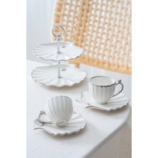 Acar Shelly Silver 2 Kişilik Standlı Mini Pasta ve Kahve Fincan Takımı KAI-07649