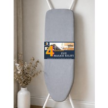 Beylini Ütü Masası Kılıfı Yanmaz Lastikli Süngerli Ütü Masası Örtüsü Ayarlanabilir Ütü Masası Bezi Gri 50X135 cm