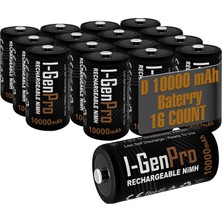 I-Gen Batteries Pro HR20 D Büyük Boy 10.000 Mah Şarj Edilebilir D Boy 1.2V Ni-Mh Şarjlı Pil