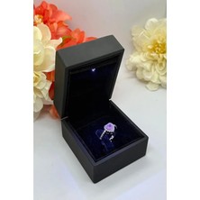 Mynil Işıklı Yüzük Kutusunda Ciddi Ilişki Gümüş Kalp Yüzük Sevgililer Günü Hediye