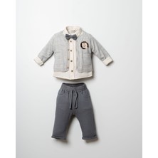 Blumi Kids Aslan Nakışlı Triko Hırka & Müslin Takım