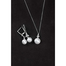 By More 925 Ayar Gümüş Ay Işığı Küre Inci Set - Rodyum Kaplama