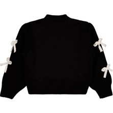 Civil Girls Fiyonk Aksesuarlı 6-9 Yaş Kazak - Siyah 8-9 Yaş