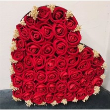 Mynil Sevgiliye Eşine Aşkına Annene 101 Güllü Kalp Kadife Kutuda Premium Yapay Gül Buketi