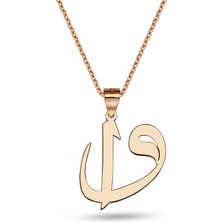 Mavili Gümüş Elif Vav Gümüş Kolye - Rose