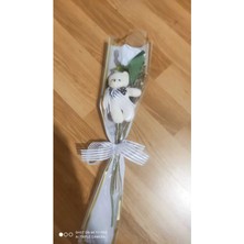 Mynil 8 Mart ve Anneler Günü Yapay Beyaz Gül ve Ayıcık Buketi