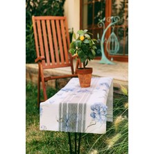 Arma House Mavi Çiçekli Lazer Kesim Modern Runner