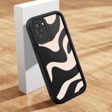 HONTINGA Xiaomi Redmi Note 10S ile Uyumlu Kılıfı Düşüme Önleyici Basitlik Anti Düşme Kamera Korumali Su Dalgası Deseni Siyah Desen Yumuşak Silikon Telefon Kılıfı K2-0059