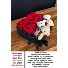 Mynil Kare Kutuda Yapay Kadife Gül ve Ayıcık Detaylı Doğum Günü Sevgiliye Özel Gün Hediyesi