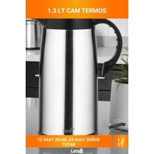 Letsii 1.3 Litre Içi Cam Dışı Çelik 12 Saat Sıcak 24 Saat Soğuk Sızdırmaz Termos