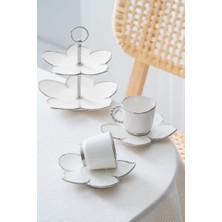 Acar Joyce Silver 2 Kişilik Standlı Mini Pasta ve Kahve Fincan Takımı KAI-07648
