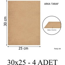 Feoly Art 3 mm 25X30 Mdf Plaka (4 Adet) - Hobi, Maket, Ahşap El Sanatları Için Uygun (4`lü Paket)