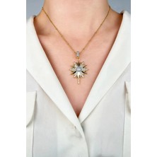 Sose Moda Zirkon Taşlı Kutup Yıldızı Çelik Kolye - Gold