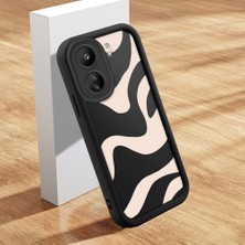 HONTINGA Poco C65 ile Uyumlu Kılıfı Düşüme Önleyici Basitlik Anti Düşme Kamera Korumali Su Dalgası Deseni Siyah Desen Yumuşak Silikon Telefon Kılıfı K2-0059