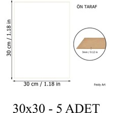 Feoly Art 3 mm 30X30 Mdf Plaka (5 Adet) - Hobi, Maket, Ahşap El Sanatları Için Uygun (5`li Paket)