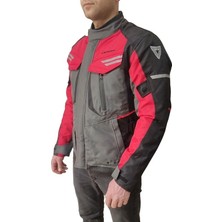 Venom Kopenhag Motosiklet Montu Gri-Kırmızı Full Koruma Motorcu Montu