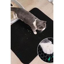 Gampus Orta Boy Kedi Tuvaleti Önü Elekli Kedi Kumu Paspası Gri Orta Paspas 30X22