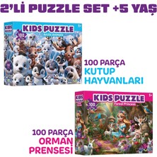 Route Games 2'li Puzzle Set 100 Parça Kutup Hayvanları ve 100 Parça Orman Prensesi Yapboz