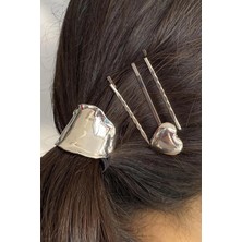 Kokoş Gümüş Renk Metal Detaylı Lastik Toka ve Tel Toka Set