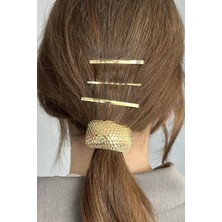 Kokoş Altın Renk Metal Detaylı Lastik ve Tel Toka Set