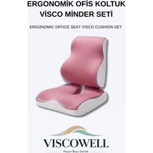 Viscowell Ortopedik Visco Anatomik Sırt Bel Destek Yastık Visco Koksiks Oturma Minderi Ofis Seti Pembe