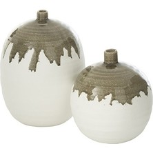 Laromita Decoration Olea Seramik Beyaz Küp / 31 cm