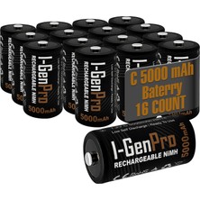 I-Gen Batteries Pro HR14 C Orta Boy 5000 Mah Şarj Edilebilir C Boy 1.2V Ni-Mh Şarjlı Pil