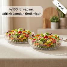 Glamis Selen Concept Linea Damla Model El Yapımı Cam Salata ve Meyve Kasesi 2'li Set