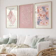 Pam Studio Matisse Picasso Flower Market Poster Seti – Pembe Minimalist Çizim 3’lü Tablo