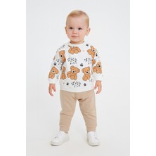 Dinamik çocuk Erkek Bebek 2li Takım | Ayıcık Desenli Sweatshirt + Alt 3-6-9-12AYLIK