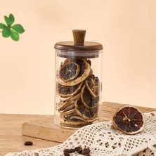 Mien Akasya Kapaklı Cam Çizgili  Kavanoz 420 ml