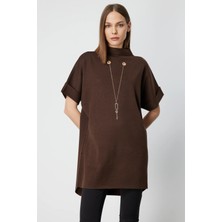 On Triko Zincir Aksesuarlı Kısa Kollu Tunik 65360