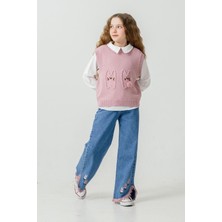 Miniğimin Cicileri Ponpon Detaylı Triko Gömlekli 3 Lü Takım - Pembe