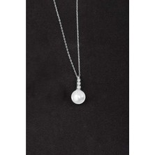 By More 925 Ayar Gümüş Tria Modeli Küre Inci Kolye - Rodyum Kaplama