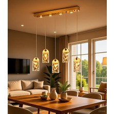 Vav Avize Modern Kristal Cam LED Sarkıt Avize – 6’lı Buz Tasarım, Lüks Salon & Oturma Odası Aydınlatması